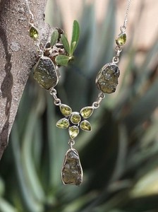 Handmade Raw Moldavite Peridot <b>Necklace</b> 925 Sterling Silver Green Gemstone Crystal Jewelry <b>Boho</b> Gift for Women - Product Image 6
