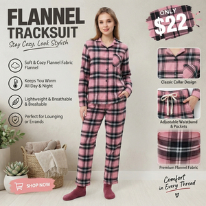 Camisón de Franela para Mujer con Botones, Pantalones de Pijama Largos, Ropa de Dormir Informal de 2 Piezas, Traje de Dormir de Algodón para Mujer - Product Image 3
