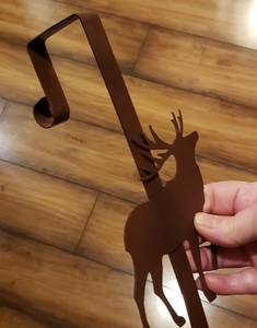<b>Rustic</b> Metal Reindeer Christmas Stocking or Wreath <b>Door</b> Hanger feltsocks - Product Image 6
