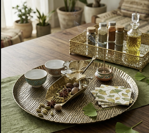 Plateau de service artisanal doré avec papillon, plateau à chocolat, plateau de service Ramadan, panier-cadeau, plateau de dîner, décoration d'intérieur - Product Image 6