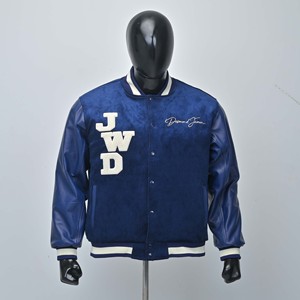 Blouson universitaire vintage d'hiver pour homme, style Letterman, coupe slim, avec manches personnalisées en polyester et élasthanne, boutons en corne - Product Image 1