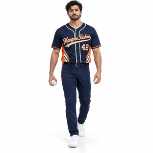 Wholesale Baseball Jersey Men's Short Sleeve Button <b>Down</b> V-Neck 100% Polyester Moisture Wicking Team Apparel - Product Image 4