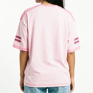 Women's Pink Sequined Crew Neck T-Shirt Regular Fit Short Sleeve Casual Jersey Tee 100% Cotton Knitted Eco-Friendly Spring - Product Image 2