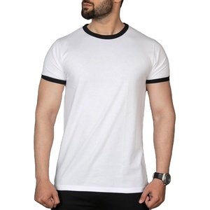 Camisetas de Hombre 100% Algodón, Manga Corta, Cuello Redondo, Ropa Informal para Gimnasio, Cuello en Contraste, Color Sólido - Product Image 2