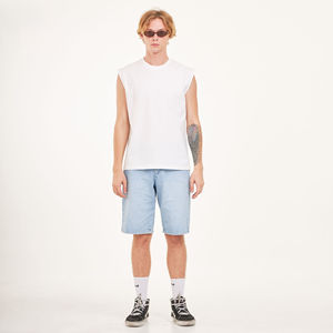 Men's <b>White</b> Sleeveless Knitted <b>Tank</b> <b>Top</b> O-Neck Solid Color Casual Wear 100% Cotton Plain Dyed Style Design Polyester/Cotton Knit - Product Image 5