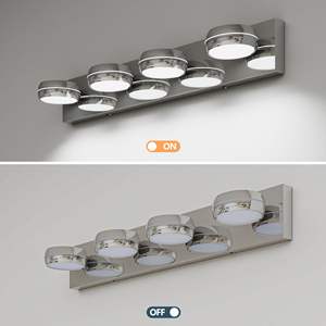 Modern 18W 4-<b>Light</b> LED <b>Vanity</b> Lighting Fixture 28in Chrome Bath <b>Light</b> Bar Bathroom <b>Mirror</b> <b>Lights</b> Modern Bathroom <b>Vanity</b> Lighting - Product Image 6