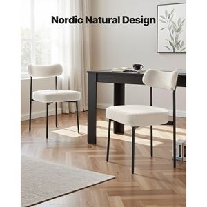 Set di 6 Sedie da Pranzo Mid-Century Modern in Bouclé, Sedie Laterali con Rivestimento in Sherpa, Salvaspazio per Tavolo da Pranzo - Product Image 6