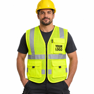 High Visibility Mesh Work Vest Men Reflective Multi Pocket Utility <b>Waistcoat</b> Custom Logo Oem Service - Product Image 1