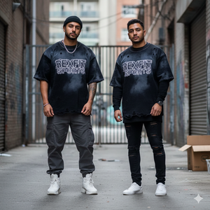 T-shirts courts délavés au soleil avec strass personnalisés, logo brodé vieilli, coupés et cousus, en matière de qualité supérieure, à épaules tombantes - Product Image 3