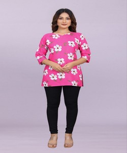 FANCY SLUB COTTON DIGITAL PRINT WORK ONLY <b>TOP</b> DAILY WEAR WHOLESALE PRICE ETHNIC GARMENT BABY PINK - Product Image 3