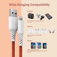 Cable de Carga Rápida para iPhone con Carcasa de PVC y Trenzado Metálico Multicolor, Certificado MFI, OEM/ODM, Alta Calidad, Venta al Por Mayor