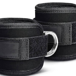 Adjustable Black <b>Ankle</b> Guards with Metal Ring Hook and Loop Closure for Protection <b>Support</b> Unisex Adult Nylon - Product Image 3