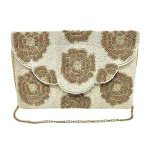 Handmade Beaded Floral Clutch Bag Envelope Shape Magnetic <b>Snap</b> Closure Luxury Jewelry bag packaging - Product Image 3