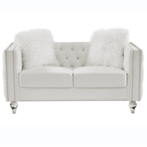 Divano Componibile a Due Posti in Velluto Beige con Fibbia in Cristallo, Cuscini Rimovibili, Due Cuscini Morbidi; Piedini in Cristallo a Forma Ovale - Product Image 4
