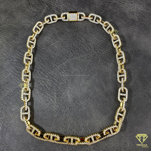 Chaîne cubaine en argent sterling 925 avec diamants Moissanite VVS pour hommes, style hip-hop bling, fermoir boîte, style denim, bijoux fins - Product Image 2