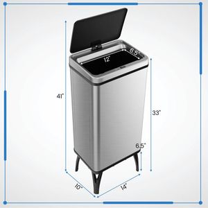 Cestino per Rifiuti in Acciaio Inossidabile da 13,2 Galloni con Coperchio a Chiusura Automatica e Griglia di Drenaggio - Product Image 4