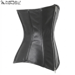 2026 OEM ODM Buen Proveedor Corsé de Cuero PU Negro Sólido Totalmente Personalizado, Corsé Moldeador de Control Medio Bajo el Busto - Product Image 2