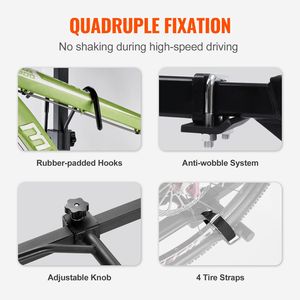 Porte-vélos à fixation sur attelage, capacité maximale 80 lb, pour 2 vélos, style plateforme, avec récepteur de 1,25/2 pouces, inclinable et pliable - Product Image 3