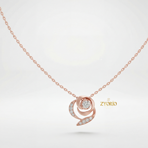 Collar con Colgante de Diamantes en Oro Rosa para Mujer, Cadena de Eslabones para Compromiso, Boda, Aniversario y Regalo - Chapado en Oro de Lujo - Product Image 1