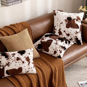 Funda de cojín con estampado de vaca de piel sintética, funda de almohada cuadrada de estilo nórdico para decoración del hogar, lavable, estampada - Product Image 5