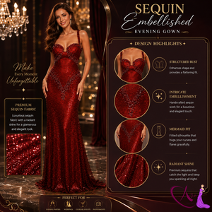 Luxury <b>Red</b> Glitter Mermaid Gown | Sweetheart Neck Designer Evening Dress | Crystal Embellished Party Wear for Women Wedding - Product Image 4