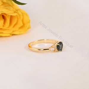 Anillo de Topacio Azul Londres Natural en Forma de Corazón, Plata de Ley 925 y Oro Sólido, Joyería de Lujo para Bodas, Proveedor Mayorista OEM ODM - Product Image 2
