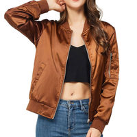 Dernières tendances en matière de vestes bomber pour femmes avec fermeture éclair intégrale, tissu en toile respirant, tissé pour la saison d'automne, design uni à prix avantageux