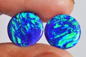 2026 New Arrival Indian Top Natural <b>Opal</b> Round Cabochon Blue Green Flashy Fire Color Play For <b>Earring</b> Making Loose Gemstone Pair - Product Image 3
