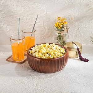 Bol de service moderne en bois, bol en bois pour servir les aliments, bols de service modernes, bol de service en bois d'acacia - Product Image 3