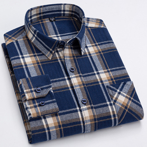 Custom Men's Plaid Flannel Shirt Long Sleeve Button Down Organic 100% Soft Cotton Checkered Casual Streetwear Workwear Overshirt - Product Image 5