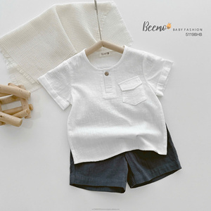 Ensembles de vêtements décontractés d'été en coton élégants pour garçons, tenues confortables et t-shirts à manches courtes et shorts pour tout-petits - Product Image 6