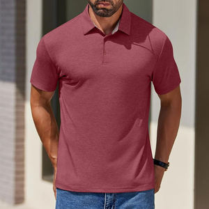 Chemises polo pour hommes à manches courtes, séchage rapide, col contrasté et bordures côtelées, logo brodé personnalisé de haute qualité. - Product Image 2