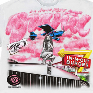Camiseta Blanca de Corte Regular para Hombre, Manga Corta, Diseño Formal con Estampado Gráfico de Hamburguesas In-N-Out, Serigrafía, Tejido de Punto, 100% Algodón - Product Image 5