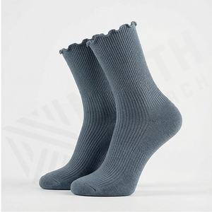 Lovely Double Needle Solid Color <b>Lace</b> Edge Relent Lady Lettuce Trim <b>Socks</b> Breathable Soft Casual Gift Customized Color Durable - Product Image 3