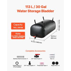 Sac de stockage d'eau pliable de 30 gallons, réservoir de camping souple en PVC 1000D, résistant aux fuites, résistant à l'usure, poche à eau - Product Image 2