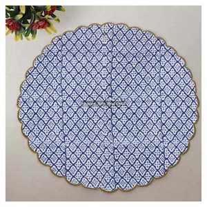 Handmade Printed Modern <b>Round</b> <b>Table</b> Napkin 100% Cotton Unique Design for Airplane, Hotels and Home Use EN112 - Product Image 1