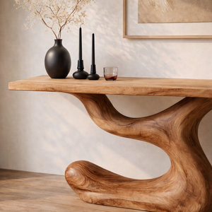 Table console en bois massif moderne et écologique pour salon, hôtel, école et salle à manger - Design unique, meubles en bois - Product Image 3