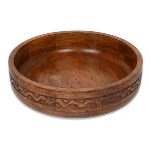 Tazón de madera grande con diseño tallado elegante para decoración y uso de regalos Suministro directo de fábrica a precio mayorista Más vendidos - Product Image 1