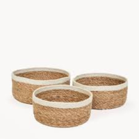 Paniers de rangement décoratifs faits à la main en jute et en jonc de mer, tissés, pliables, imperméables, respirants, durables, avec doublure en plastique et poignées