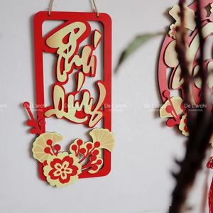 Ensemble de panneaux muraux pour accueillir le printemps 2024, panneau décoratif en bois avec les mots Spring Van Su Nhu Y pour la décoration de la maison - Product Image 2