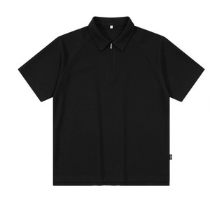Men's Black Short Sleeve <b>Polo</b> Shirt Zipper Casual Solid Color Quick Dry Knitted Polyester Regular Fit - Product Image 5