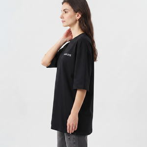 Camiseta de verano para mujer, oversize, con hombros caídos, informal, negra, de media manga, ropa deportiva, ropa de moda para mujer - Product Image 3