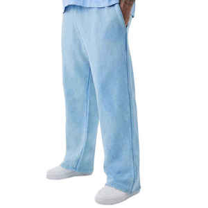 <b>Men</b> Straight Casual Canvas <b>Pants</b> Dark Mid Elastic Waist 100% Cotton Breathable Midweight Knitted <b>Summer</b> Wear - Product Image 1