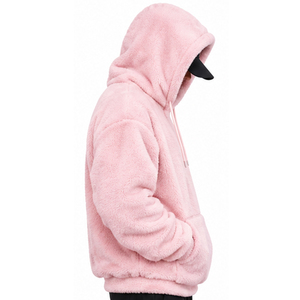 <b>Men</b> Women Warm <b>Sherpa</b> <b>Fleece</b> Hoodie Wholesale Soft Plush Winter Pullover Sweatshirt Custom Logo Print Eco-Friendly Pocket - Product Image 3