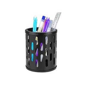 Organisateur de bureau vintage fait main en métal pour stylos et crayons, finition or rose, fabriqué en Inde - Product Image 2