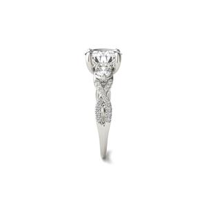 Anillo de compromiso y aniversario para mujer con tres diamantes, banda trenzada con pavé, 2.38 CT, diamantes cultivados en laboratorio, chapado en rodio de 14k - Product Image 5