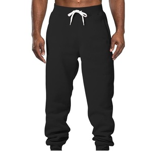 <b>Men's</b> Black Cotton Sweatpants Elastic Waist Drawstring Casual <b>Pants</b> With Pockets Midweight Knitted Autumn Wear - Product Image 1