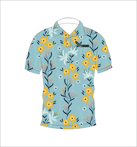 เสื้อโปโลพิมพ์ลายดอกไม้สีน้ำเงินสำหรับผู้ชาย แขนสั้น สวมใส่สบาย เหมาะสำหรับฤดูร้อน เล่นกอล์ฟ น้ำหนักเบา มีปก แฟชั่น - Product Image 1