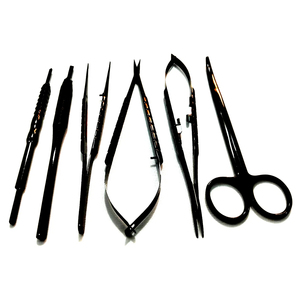 Juego de Instrumentos de Cirugía Oral Dental de 6 Piezas, Kit de Herramientas Quirúrgicas de Acero Inoxidable Serie Negra - Product Image 2