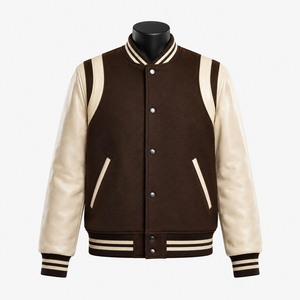 Chaqueta Universitaria de Lana y Cuero Personalizada, Proveedor Mayorista OEM ODM - Product Image 1